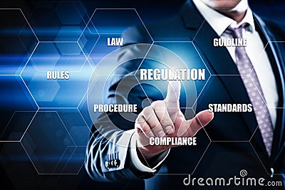 Regulation Compliance Rules Law Standard Business Technology concept Stock Photo