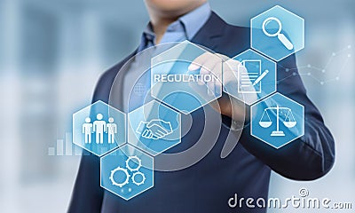 Regulation compliance rules law standard business technology concept Stock Photo