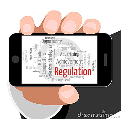 Regulation Word Indicates Rules Regulations And Text Stock Photo