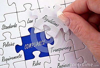 Compliance and Regulations or Policies jigsaw Stock Photo