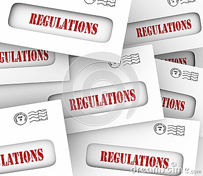 Regulations Envelopes Pile Official Notification New Guidelines Stock Photo