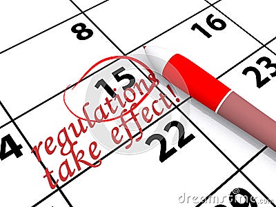 Regulations take effect on calendar Stock Photo