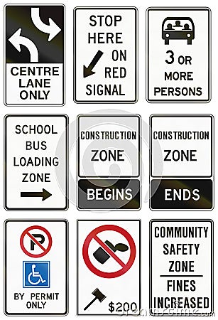 Regulatory road signs in Ontario - Canada Stock Photo