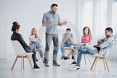 Rehab specialist and rebellious teenagers Stock Photo