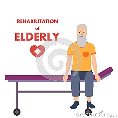 Rehabilitation for Aged People Flat Vector Advert Vector Illustration