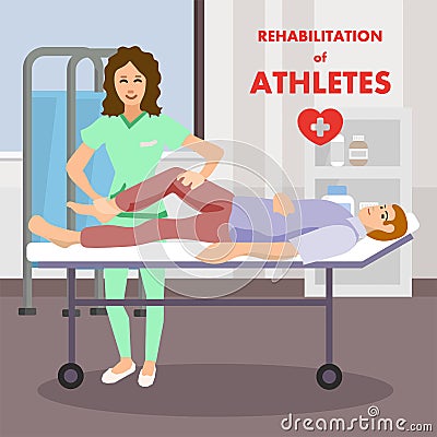 Rehabilitation Leg Massage by Professional Masseur Vector Illustration