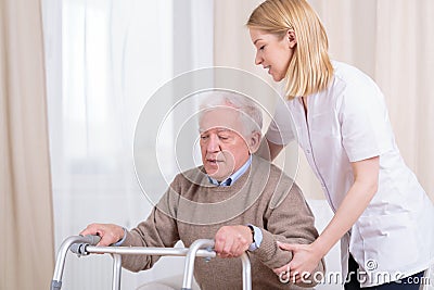 Rehabilitation in nursing home Stock Photo