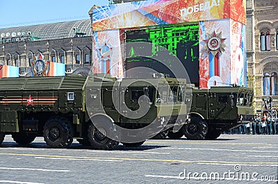 Rehearsal celebration of the 72th anniversary of the Victory Day. The 9K720 Iskander NATO reporting name SS-26 Stone is a mobile Editorial Stock Photo