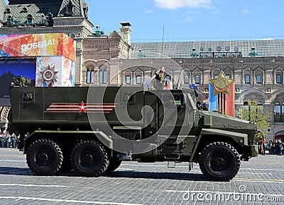 Rehearsal celebration of the 72th anniversary of the Victory Day WWII.Mine-Resistant Ambush Protected MRAP armored vehicles Ty Editorial Stock Photo
