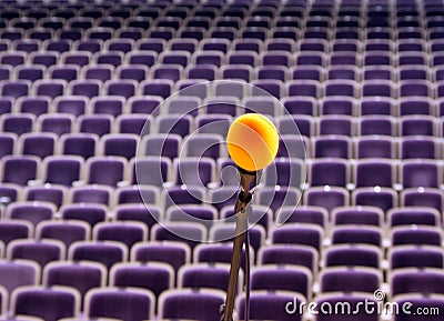 Rehearsal microphone on stage Stock Photo