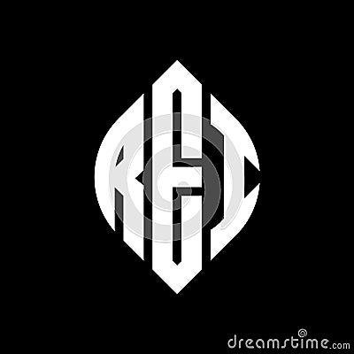 REI circle letter logo design with circle and ellipse shape. REI ellipse letters with typographic style. The three initials form a Vector Illustration
