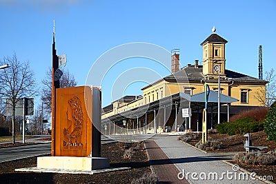 Reichenbach-im-Vogtland, Germany - January 27, 2024: Monument to Friederike Caroline Neuber, a German actress and theatre director Editorial Stock Photo