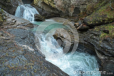 Reichenbach Waterfall. Upper part of the Reichenbach Falls Stock Photo