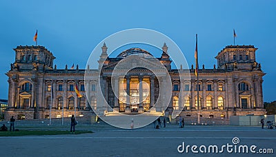 Reichstag Berlin at night Editorial Stock Photo