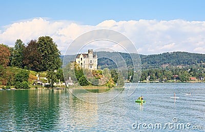 Reifnitz Castle on Lake Worth in Carinthia, Austria Editorial Stock Photo