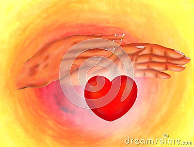 Reiki Hands Cartoon Illustration