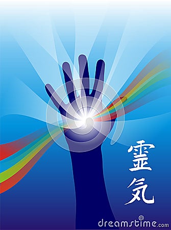 Reiki healing hand Vector Illustration