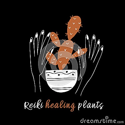 Reiki healing plants. Esoteric. Vector Vector Illustration