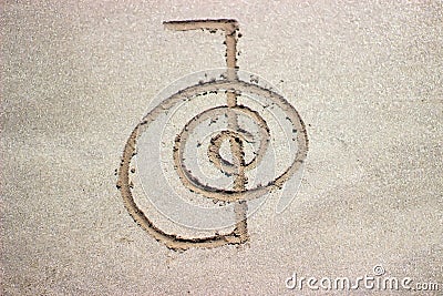 Reiki healing symbol cho ku rei on sand. Stock Photo