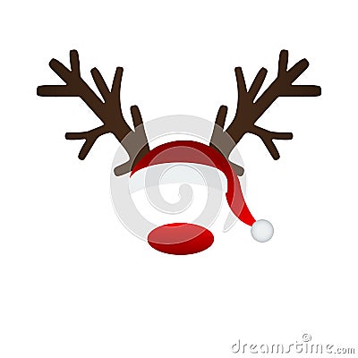 Reindeer antlers and Santa hat Vector Illustration