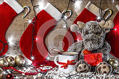 Image of reindeer with christmas decorations Stock Photo