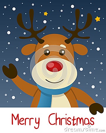 Reindeer Christmas Greeting Card Vector Illustration