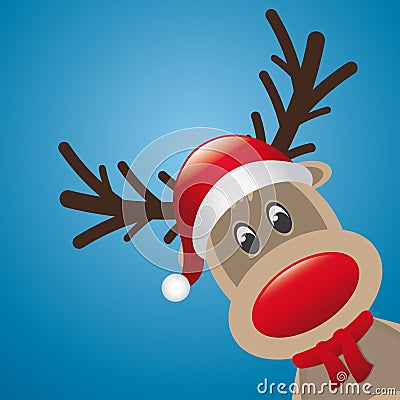 Reindeer red nose and hat scarf Stock Photo