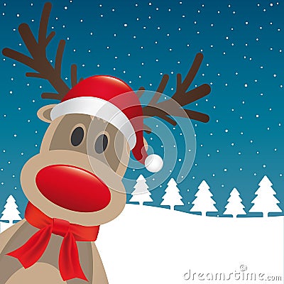 Reindeer red nose santa claus hat Stock Photo
