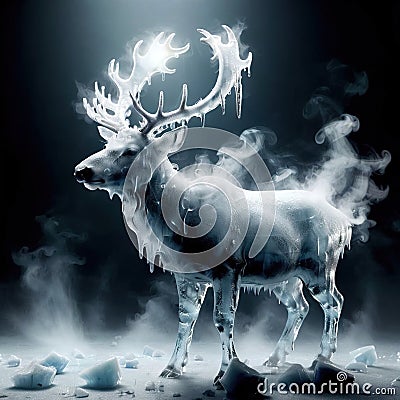 Reindeer, symbol of christmas, frozen and cold, covered with ice Stock Photo