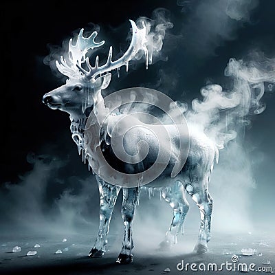 Reindeer, symbol of christmas, frozen and cold, covered with ice Stock Photo
