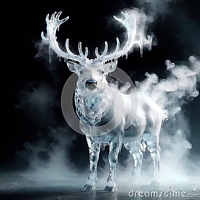 Reindeer, symbol of christmas, frozen and cold, covered with ice Stock Photo