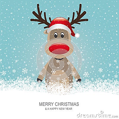 Reindeer snow background Stock Photo