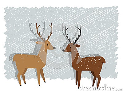 Reindeer in snow Vector Illustration