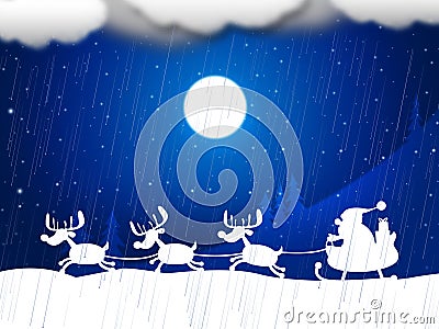 Reindeer Snow Indicates Father Christmas And Animal Stock Photo