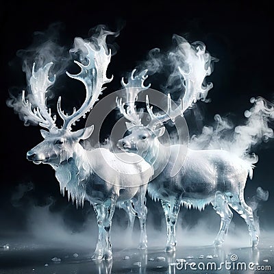 Reindeer, symbol of christmas, frozen and cold, covered with ice Stock Photo