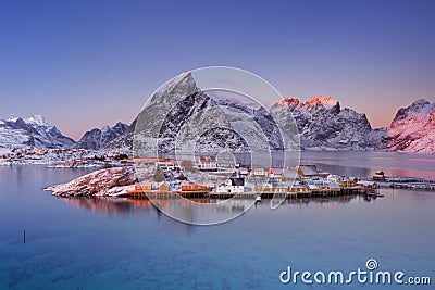 Reine on the Lofoten islands in northern Norway in winter Stock Photo