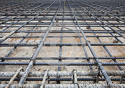 reinforce iron cage net for built buiilding floor in construction site Stock Photo