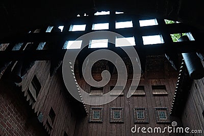 Reinforced bridges, entrances to the main castle of the Teutonic Order in Malbork. Poland. Stock Photo