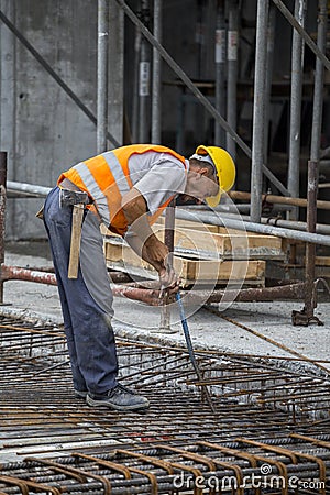 Reinforcing ironworker Editorial Stock Photo