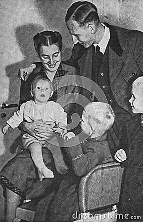 Reinhard Heydrich with his spouse and their three children. From left to right Silke, Heider and Klaus Editorial Stock Photo