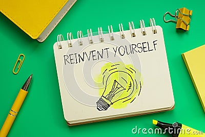 Reinvent yourself is shown using the text. Reward Yourself Stock Photo