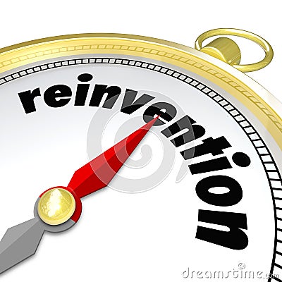 Reinvention Gold Compass Start New Life Career Stock Photo