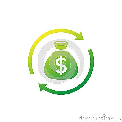 reinvest money icon on white Vector Illustration