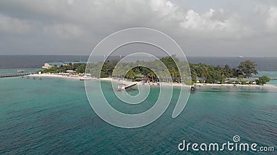 Reise auf Tropeninsel, schöner Ozeanküste der Freude mit exotischer Vegetation und blauem Wasser, Draufsicht stock video Reise auf Tropeninsel, schöner Ozeanküste der Freude mit exotischer Vegetation und blauem Wasser, Draufsicht stock video