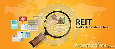 REIT Real Estate Investment Trust money for home finance transaction Vector Illustration