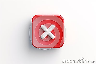 Reject 3d icon, close symbol, delete sign and deny icon on white background cancel checkbox element and app button Stock Photo