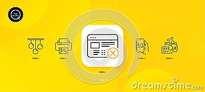Reject web, 5g internet and Print image minimal line icons. For web application, printing. Vector Vector Illustration