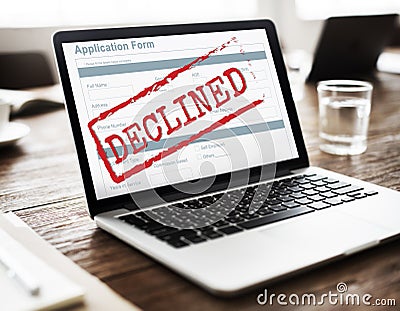 Rejected Declined Negative Document Form Concept Stock Photo