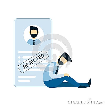 Rejected resume man Vector Illustration