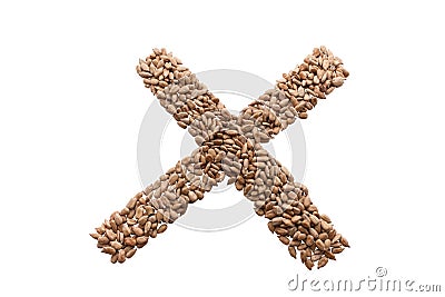 Rejected sign from Sunflower seed isolated on white with clipping path Stock Photo